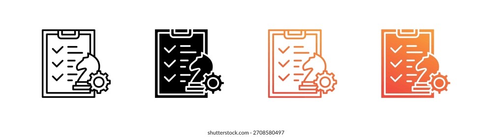 Colección de conjunto de iconos de varios estilos de planificación estratégica