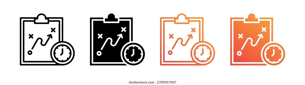 Strategic Planning Multiple Style Icon Set Vector