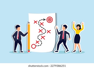 Strategic planning, plan to overcome difficulty or obstacle to reach goal or target, team brainstorm or competitor analysis, business success concept, business team planning for success tactic chart - Shutterstock ID 2279386251