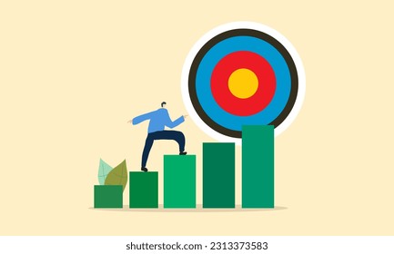 Strategic planning, plan to overcome difficulty or obstacle to reach goal or target. vector illustration
