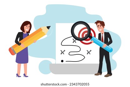 Strategic planning, plan to overcome difficulty or obstacle to reach goal or target, team brainstorm or competitor analysis, business success concept, business team planning for success tactic chart.