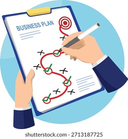 Planificación estratégica, Plan para superar la dificultad u obstáculo para alcanzar la meta o el objetivo, lluvia de ideas del equipo o análisis de la competencia, concepto de éxito comercial, planificación del equipo de negocios para el éxito