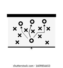strategic planning presented on white projector presentation screen isolated on white background. vector illustration 
