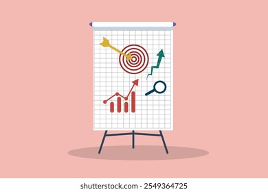 Strategic planning for reaching success goal vector illustration design background