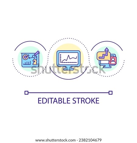 Strategic planning software loop concept icon. Forecasting results. Business operations monitoring abstract idea thin line illustration. Isolated outline drawing. Editable stroke. Arial font used