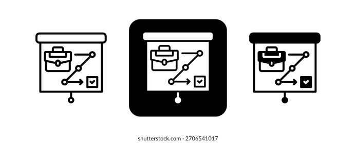 Planificación estratégica Conjunto de Ilustración vectorial de dibujo de líneas en color sólido y negro
