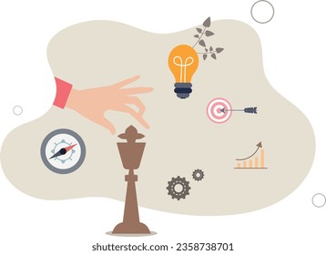 Strategic planning, tactic or strategy to win business competition, marketing analysis or challenge to achieve target, decision based on information concept.flat vector illustration.