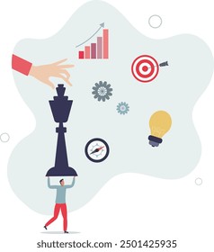 Strategic planning, tactic or strategy to win business competition, marketing analysis or challenge to achieve target, decision based on information concept.flat design with people.