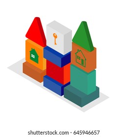 Strategic planning, Teamwork concept. Isometric 3d vector