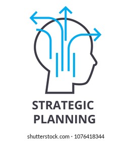 strategic planning thin line icon, sign, symbol, illustation, linear concept, vector 