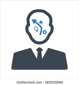 Strategic planning, thinking, head icon
