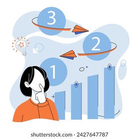 Strategic planning. Vector illustration. An efficient organization implements strategic planning as system Project management ensures achievement strategic objectives Celebrating achievements boosts