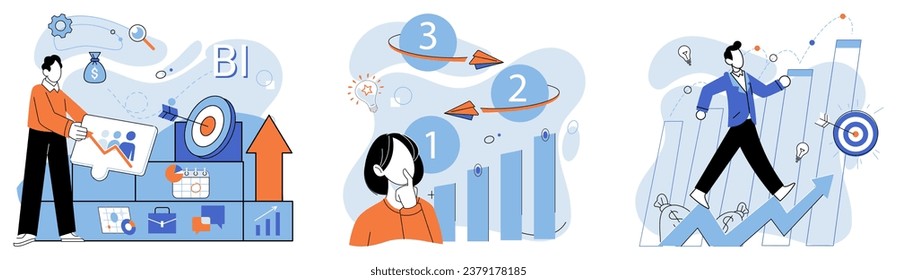 Planificación estratégica. Ilustración vectorial. La metáfora de planificación estratégica pone de relieve su importancia Gestión eficaz fomenta la creatividad y la innovación Desarrollo continuo