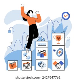 Strategic planning. Vector illustration. Organized implementation strategies leads to success An efficient organization is built on solid planning system Project management plays critical role
