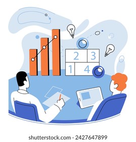 Strategic planning. Vector illustration. Project management plays critical role in achieving strategic goals Celebrating achievements is important for maintaining motivation Strategic planning