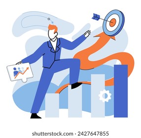 Strategic planning. Vector illustration. Strategic planning requires balance creativity and structure Skillful marketing tactics help organizations reach their target audience The success strategic