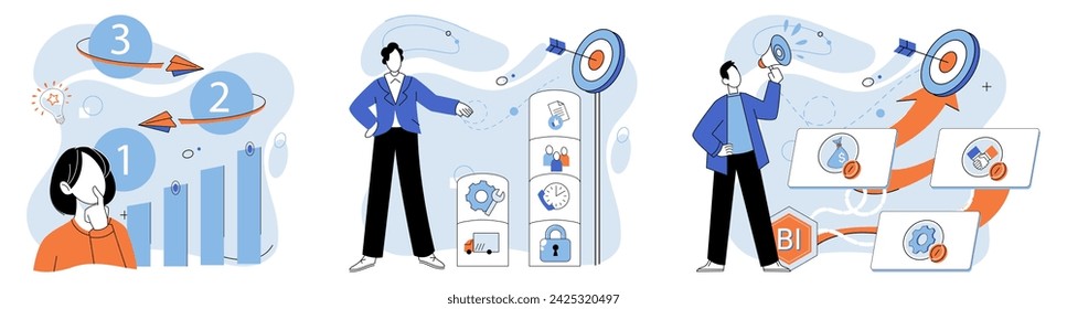 Strategic planning. Vector illustration. A well-structured strategic plan provides clear path to success The concept strategic planning emphasizes importance long-term vision Tactical execution