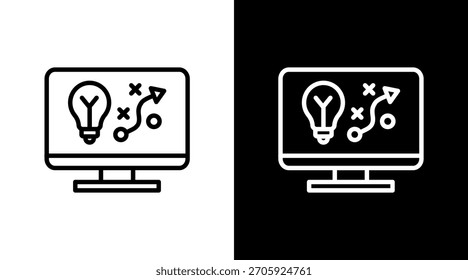 Diseño de conjunto de iconos blancos de planificación estratégica