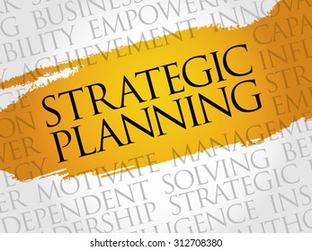 Strategic planning word cloud, business concept