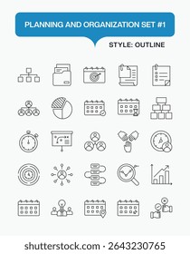 Symbole für strategische Planung und Workflow-Gliederungen