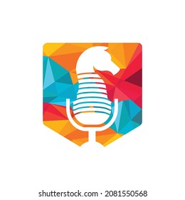Strategic podcast vector logo concept. Chess podcast icon logo design template.	