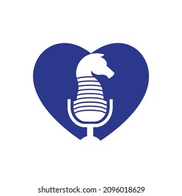 Strategic podcast vector logo concept. Chess podcast icon logo design template.	