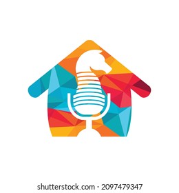 Strategic podcast vector logo concept. Chess podcast icon logo design template.	
