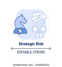 Strategic Risk Light Blue Concept Icon. Risk Category Abstract Idea Thin Line Illustration. Inadequate Solutions. Isolated Outline Drawing. Editable Stroke. Arial, Myriad Pro-Bold Fonts Used