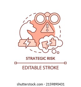 Strategic Risk Terracotta Concept Icon. Risk Category Abstract Idea Thin Line Illustration. Inadequate Solutions. Isolated Outline Drawing. Editable Stroke. Arial, Myriad Pro-Bold Fonts Used