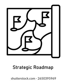 Strategic Roadmap Icon – Business Pathway with Milestone Flags and Planning Vector