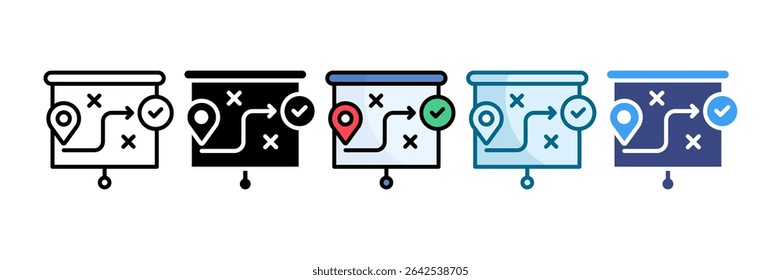 Strategic Roadmap Icon Set Multiple Style Collection