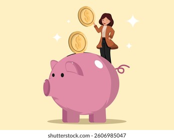 Strategic Saving Cultivating Financial Security One Coin at a Time with a Trusty Piggy Bank.
