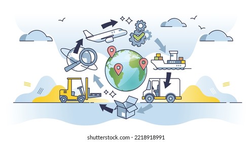 Strategic sourcing process with global supply channels partnership outline concept. Lowest service price reevaluation with cost efficient business model vector illustration. Procurement work style.
