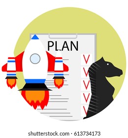 Strategic start-up plan. Launch new business. Vector illustration