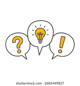 Strategic storytelling in which concept development, feedback and inspiration are symbolically conveyed through speech bubbles.