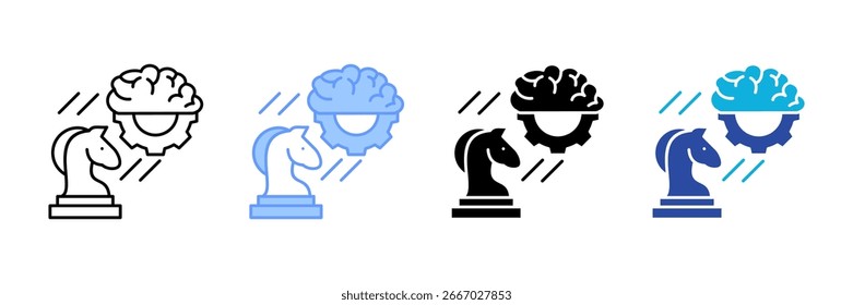 Conjunto de iconos de pensamiento estratégico Colección de estilos múltiples