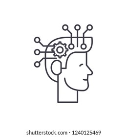 Strategic thinking line icon concept. Strategic thinking vector linear illustration, symbol, sign