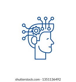 Strategic thinking line icon concept. Strategic thinking flat  vector symbol, sign, outline illustration.