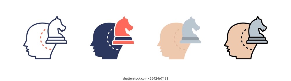 Pensamiento estratégico Multi Style Icon Set Vector