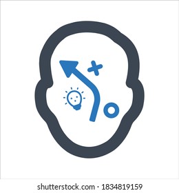 Pensamiento estratégico, planificación, icono de cabeza