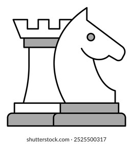 Strategic Thinking vector icon, chess knight and rook icon, strategy and decision-making illustration