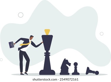 Strategic thinking to win business competition, marketing strategy or planning to make decisions, challenge or problem solving concept.flat characters.