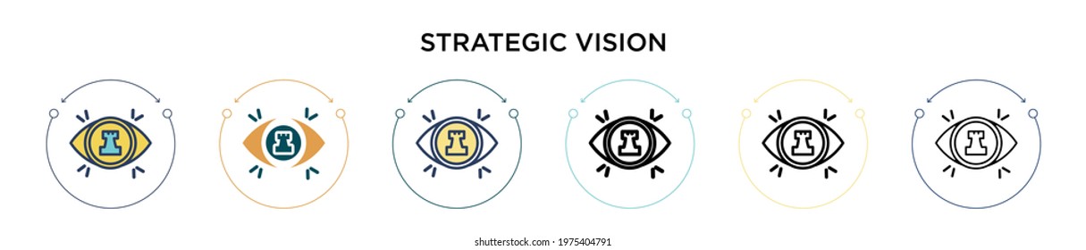 Strategic Vision Icon In Filled, Thin Line, Outline And Stroke Style. Vector Illustration Of Two Colored And Black Strategic Vision Vector Icons Designs Can Be Used For Mobile, Ui, Web