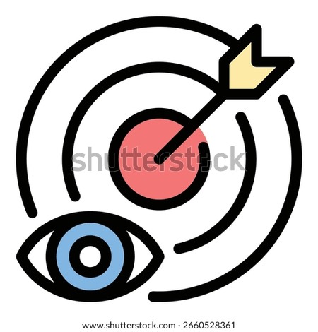 Strategic vision icon flat line style illustration representing long term planning and goal setting suitable for business strategy presentations leadership training and organizational development