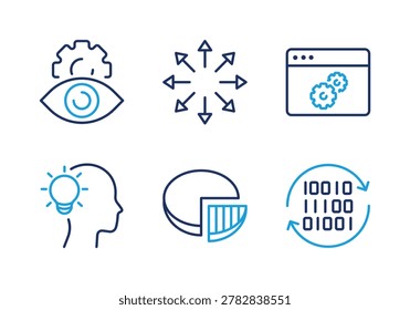 Strategic Vision and Idea Management hin line icon set. Minimal web icons