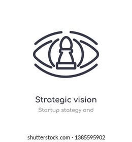 Strategic Vision Outline Icon. Isolated Line Vector Illustration From Startup Stategy And Collection. Editable Thin Stroke Strategic Vision Icon On White Background