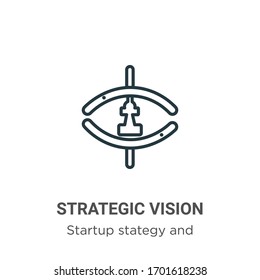 Icono vectorial de esquema de visión estratégica. Icono de visión estratégica en línea delgada, ilustración de elemento simple vector plano de la estrategia de inicio editable y concepto de éxito trazos aislados en blanco 