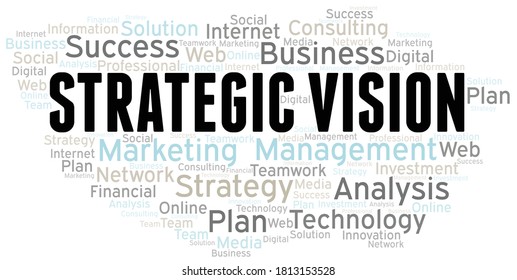 Strategic Vision word cloud create with text only.
