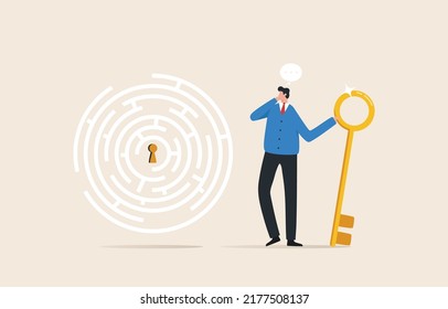 Strategies and Solutions. The key to solving business problems. Overcoming obstacles with expertise and experience. Businessmen come up with solutions that are as complex as mazes.