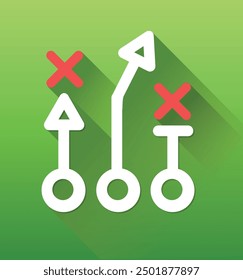 Strategy and action plan icon illustration. Sports action plan on a green background